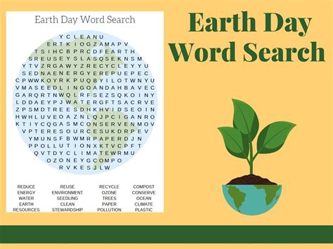Kids Earth Day Word Search Word Game Printable Kids Word Etsy