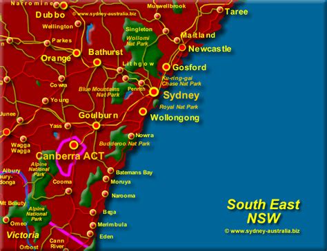 South East Nsw Map Coast Of Australia