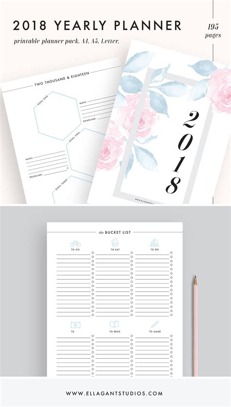 2018 Planner Printable 2018 Monthly Planner 2018 Weekly Etsy