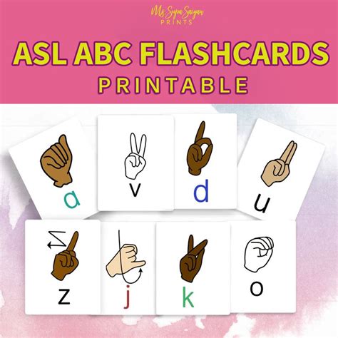 Asl Alphabet Flashcards Flash Cards Asl Flashcards Pre K Etsy