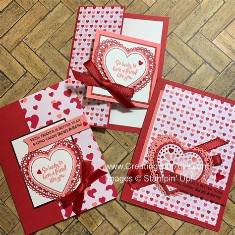 Three Valentines Cards Using From My Heart Suite From Stampin Up