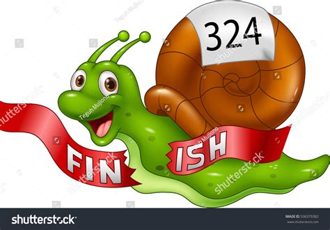 Cartoon Snail Crosses Finish Line Alone Stock Vector Royalty Free