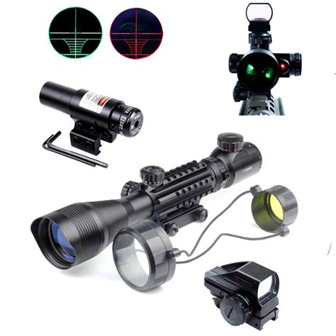 Tactical Riflescope 4 12x50 Red Green Dot Sight Airsoft Air Gun Hunting