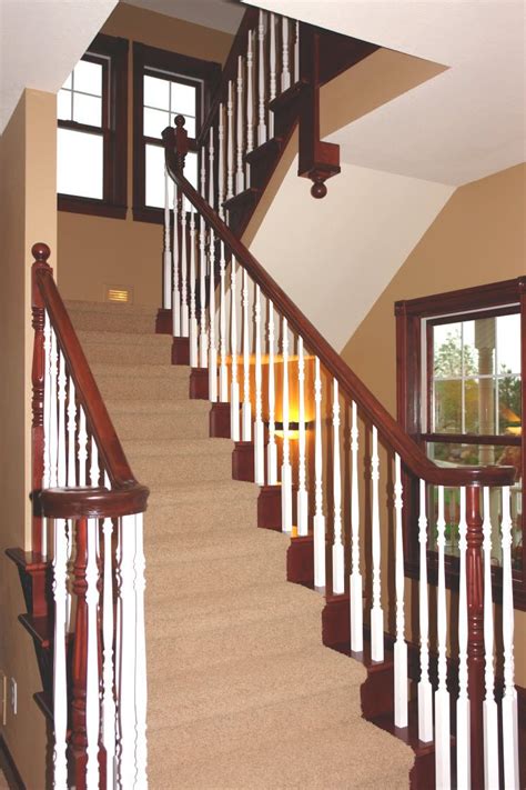 Stair Systems Cherry Wood Staircase With Primed White Balusters
