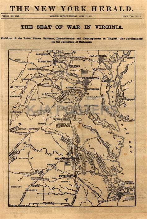 Civil War The Seat Of War In Virginia 1861 Map Map America Civil War