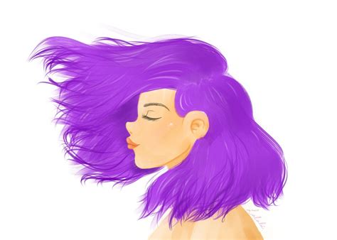 Love Purple Hair Illustration Art Hair Illustration Purple Hair