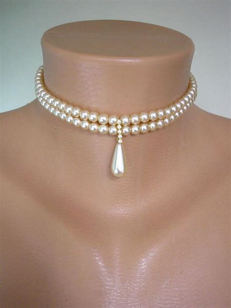 Vintage Pearl Choker Pearl Necklace Bridal Choker Great Etsy Uk