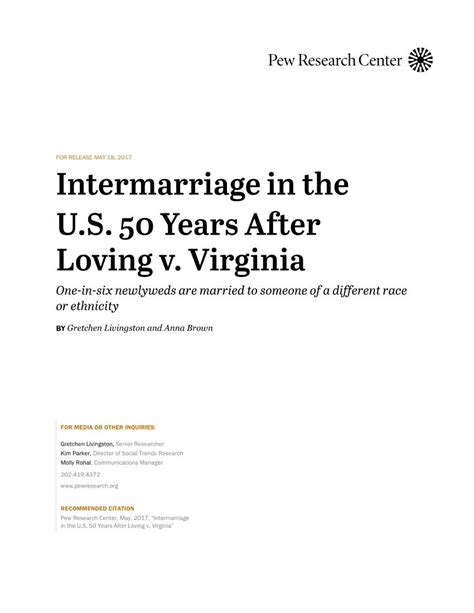 Intermarriage In The Us 50 Years After Loving V Virginia One In Six