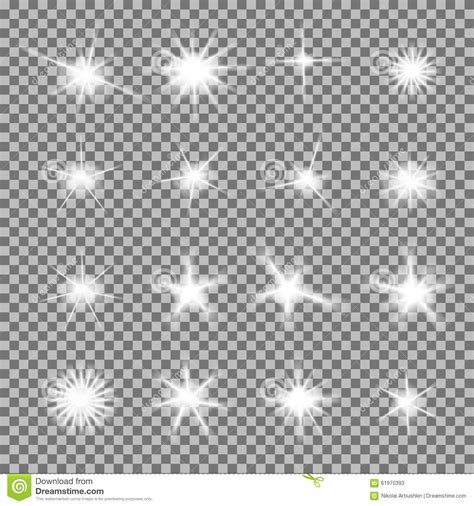 Vector Set Of Glowing Light Bursts With Sparkles Stock Vector