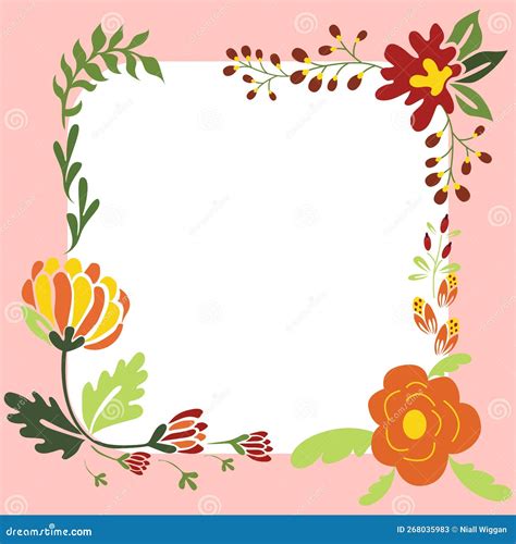 Square Shape Pink Color Text Frame Surrounded With Assorted Flowers