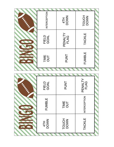 Free Printable Football Bingo Cards