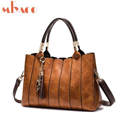 Miyaco Luxury Women Handbag Vintage Brown Female Totes Shoulder Bag