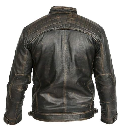 Mens Cafe Racer Retro Motorcycle Leather Jacket Retro Brown Jacket