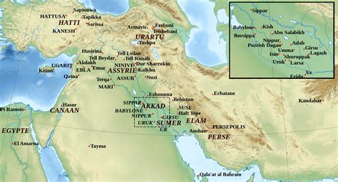 Cunéiforme Carte Proche Orient Mésopotamie