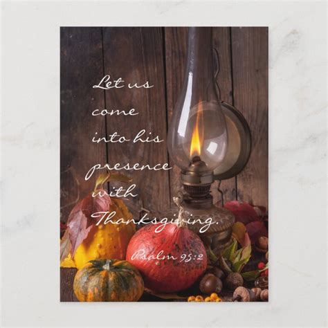 Come Into His Presence With Thanksgiving Psalm 95 Holiday Postcard