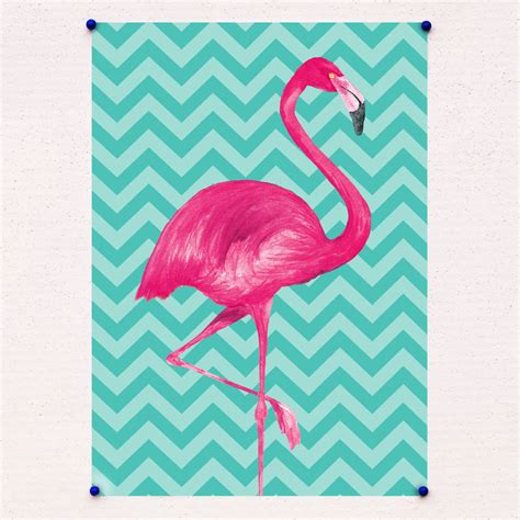 A3 Chevron Flamingo Print By Paper Plane