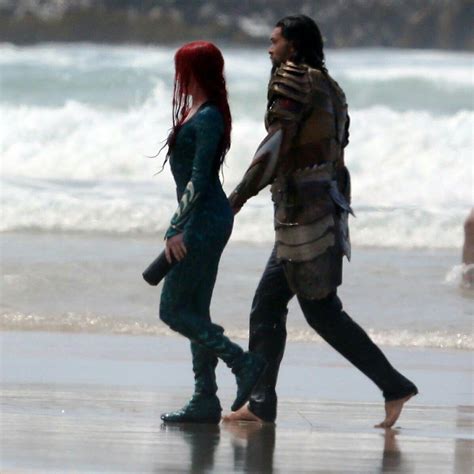 Amber Heard And Jason Momoa As Mera And Aquaman Filming Aquaman Final Scenes Casal Frases