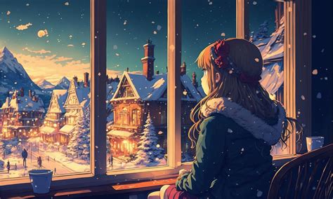 1280x769 4k Ai Art Girl Watching Snowfall 1280x769 Resolution Wallpaper