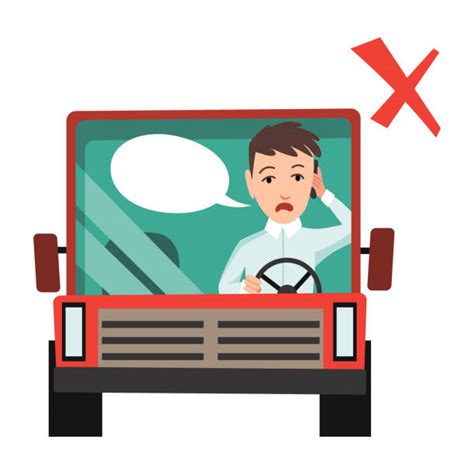 Texting While Driving Cartoon Illustrations Royalty Free Vector