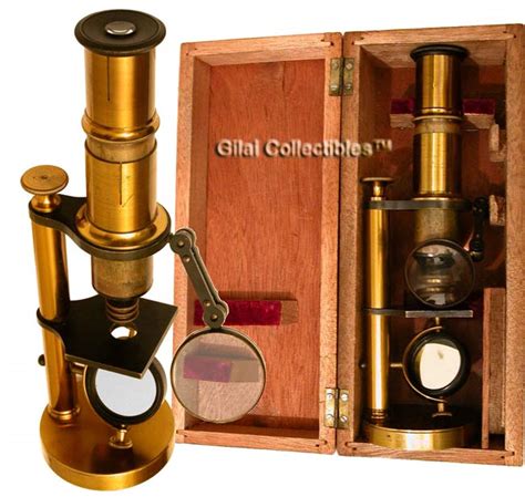 Antique Brass Small Compound Microscope Gilai Collectibles