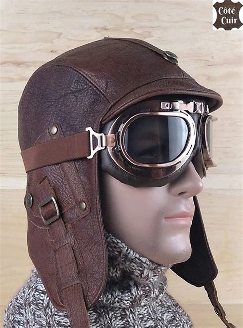 Leather Aviator Hat And Goggles Steampunk Hat Aviator Hat Hats For Men Aviators Outfit