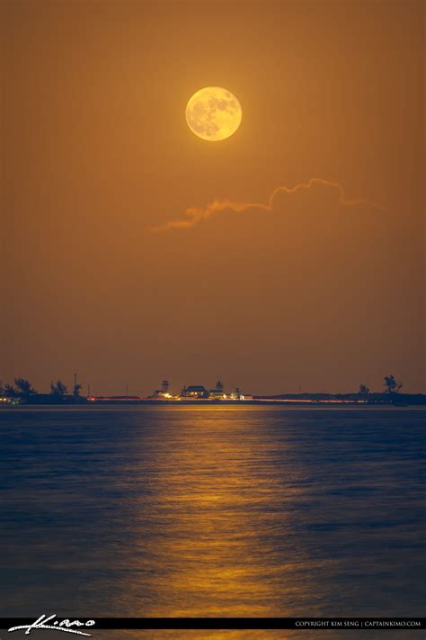 Hutchinson Island Full Moon Rise Over The Clouds Hdr Photography By