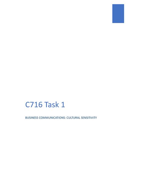 C716 Task 1 Pass Task 1 C716 Task 1 Business Communications