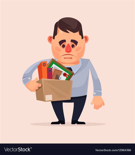 Sad Unhappy Office Worker Character Fired Vector Image