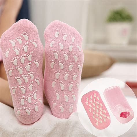 1pair Pink Feet Spa Gel Socks Moisturizing Whitening Soft Cracked