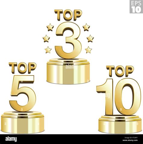 Trofeos De Oro Para El Top 10 Top 5 Y Tres Top Ranking Imagen Vector
