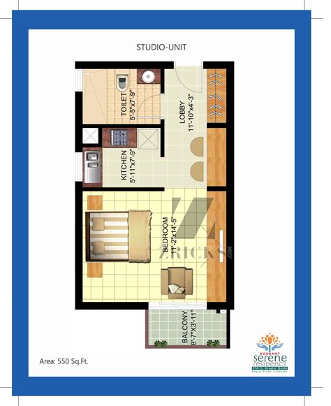 1 Bhk Studio Apartment 550 Sq Ft For Sale In Ansal Sushant Serene