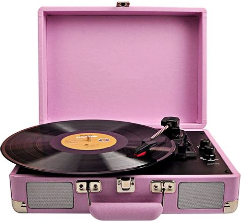 Vintage 3 Speed Bluetooth Portable Suitcase Record Player With Built In