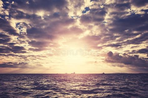 Scenic Dramatic Seascape At Sunset Stock Image Image Of Water