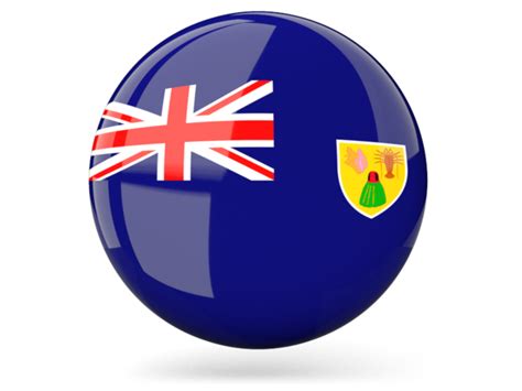 Glossy Round Icon Illustration Of Flag Of Turks And Caicos Islands
