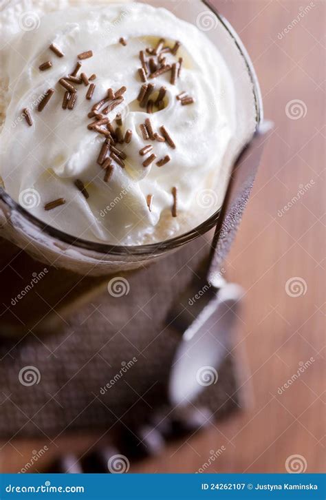 Coffee With Whipped Cream Closeup Stock Image Image Of Cream