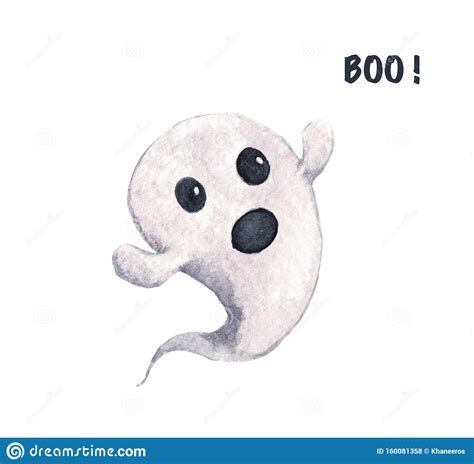 Cute Little Ghost Isolated On White Background Stock Illustration