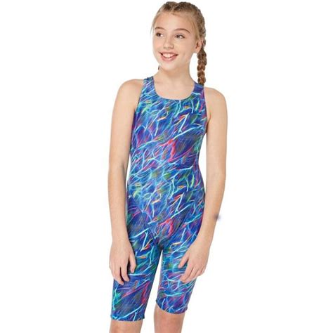 Maru Girls Swimwear Aquarius Pacer Legsuit Bluepink Aqua Swim
