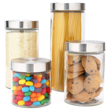 Glass Canisters With Matte Black Lids Kitchen Mason Craft More Airtight Food Storage Clear Pop