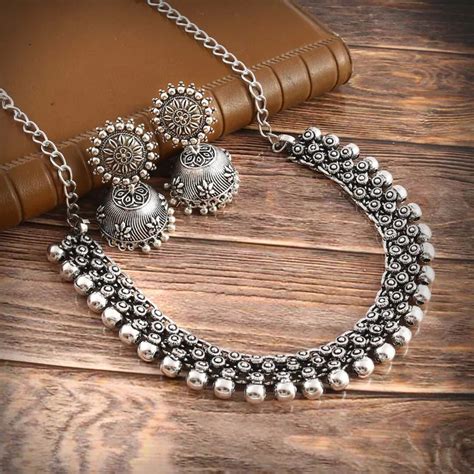 Bollywood Style Handmade Oxidised Silver Plated Jewellery Set Party
