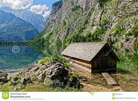 Old Boathouse In Scenic Alpine Landscape Stock Photo Image Of Idyll