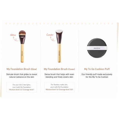 Smart sebum fixing powder, which adsorbs unnecessary oil, adheres to your skin's curvature to increase makeup lasting and prevent makeup from creasing. INNISFREE My Foundation Brush Glow - buyK.kr
