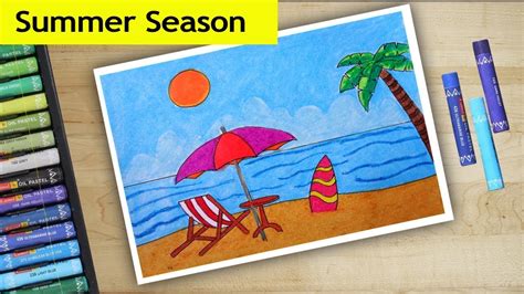 Summer Season Drawing Step By Step Scenery Drawing For Beginner Youtube
