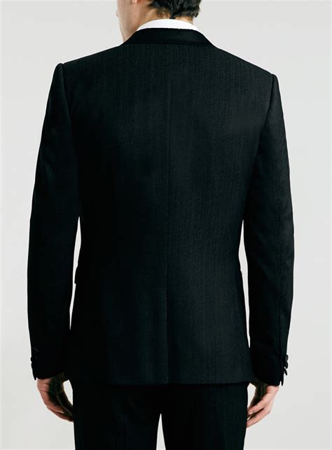 Topman Premium Black Textured Skinny Fit Tuxedo Jacket 300 Topman