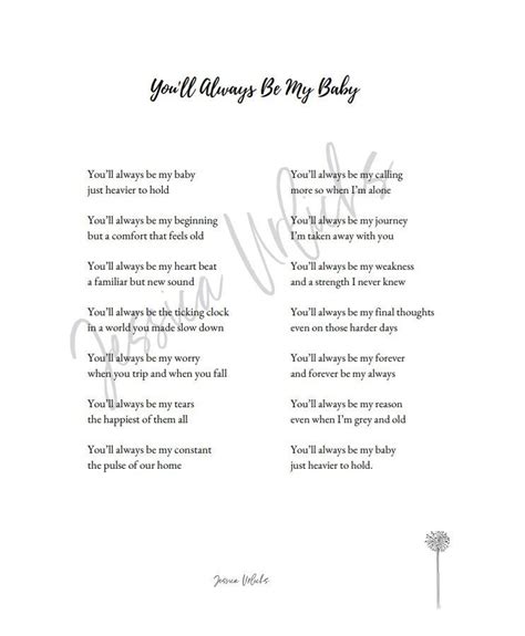 Youll Always Be My Baby Poem Etsy