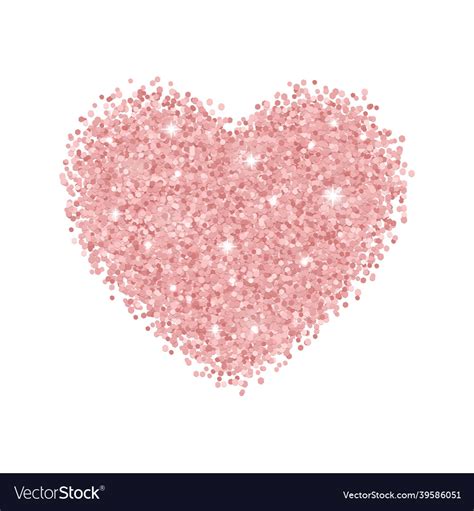 Rose Gold Glitter Heart Isolated On White Vector Image