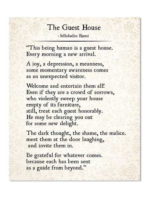 The Guest House Poem Rumi Poem Art Print Rumi Poetry Wall Etsy Finland
