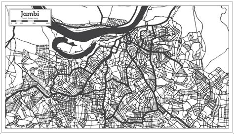 Jambi Indonesia City Map In Black And White Color Outline Map