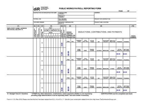 Fillable Public Works Payroll Reporting Form Printable Pdf Download