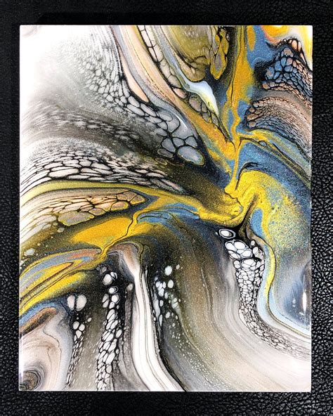 Original Acrylic Swipe Pour Painting Abstract Wall Decor 8 X 10 Panel