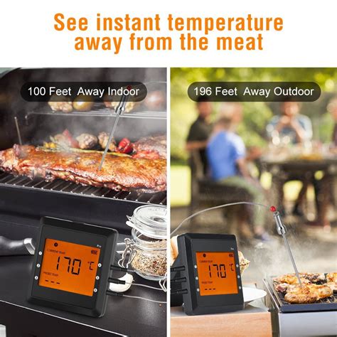 Wireless Bbq Meat Thermometer For Grilling Smoker Oven Kitchen Turkey